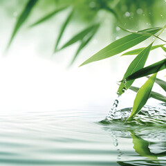Fototapeta na wymiar spa background banner with green bamboo leaf