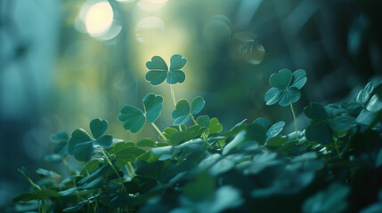 Nature's St. Patrick's Day Gift: A Sea of Clovers Sparkling with Morning Dew, generative AI