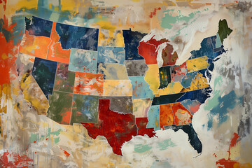Map of Usa: Grungy Patchwork