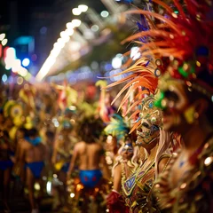 Papier Peint photo autocollant Carnaval Vibrant Carnival Parade at Night in Rio de Janeiro