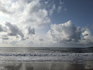 A Stormy Looking Beach Seaside View with Heavy Clouds 