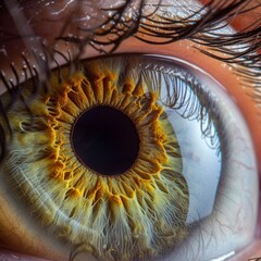 Extreme Close-Up of a Human Eye Showing Intricate Iris Details and Textures