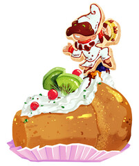 Babà al rum con panna montata, ribe skiwi e 