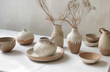 Handcrafted ceramic pottery display