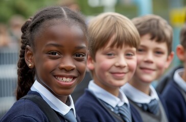 Diverse students at school break