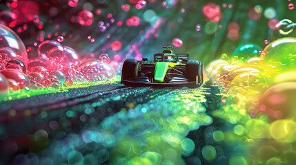 Formula 1 racer drives a car on the track