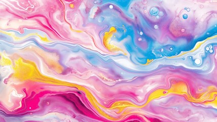 Abstract Colorful Fluid Art Background with Marble Swirls and Vibrant Hues