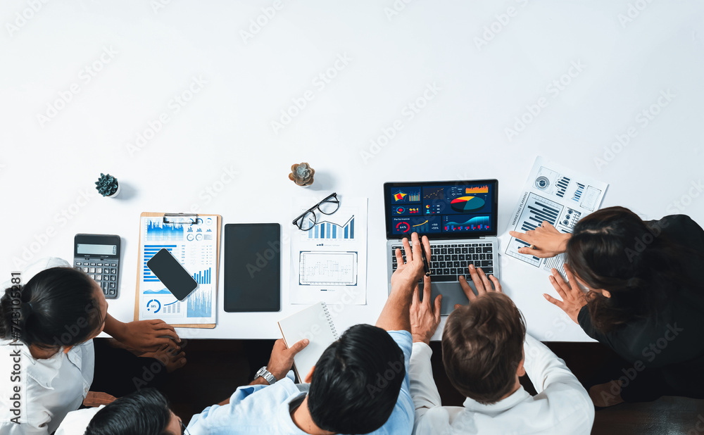 Leinwandbilder group of office worker and businesspeople working on business financial data analysis. empty space w