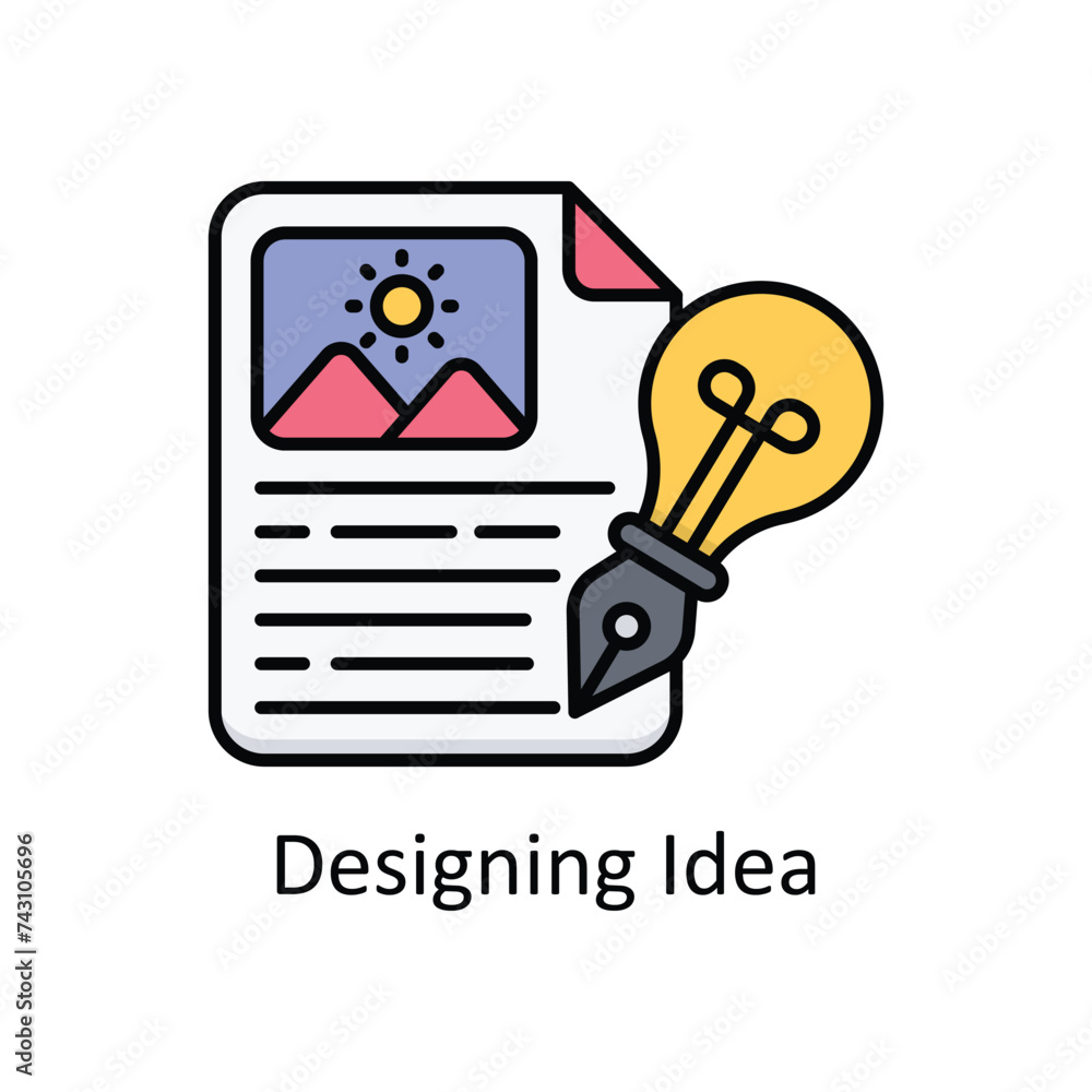 Poster designing idea vector filled outline icon design illustration. graphic design symbol on white backgr