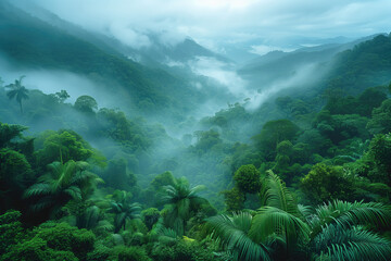 Fototapeta na wymiar cloud forest in misty mountains
