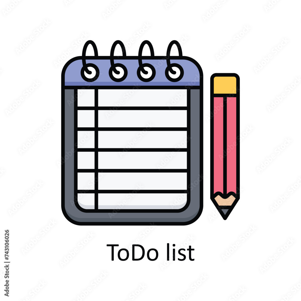 Poster todo list vector filled outline icon design illustration. graphic design symbol on white background 