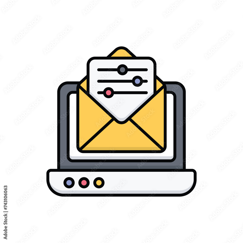 Poster email editing vector filled outline icon design illustration. graphic design symbol on white backgro