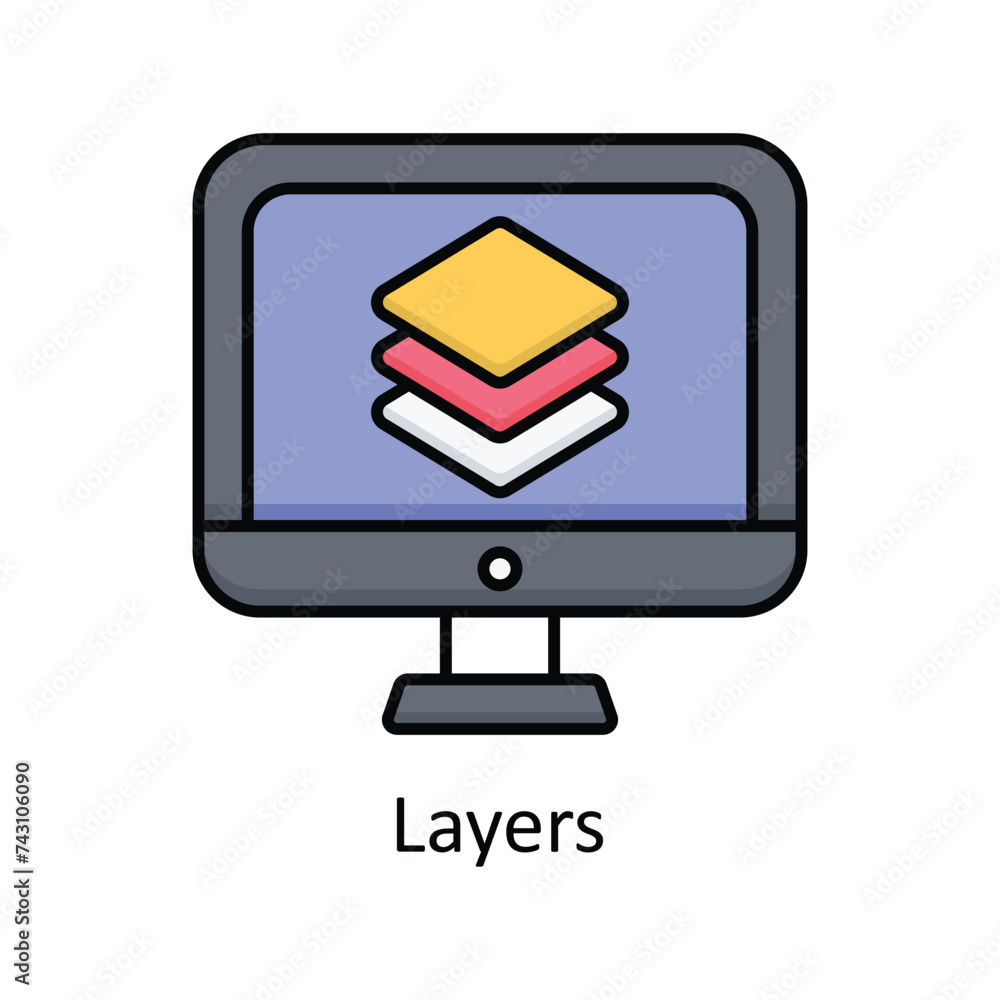 Poster layers vector filled outline icon design illustration. graphic design symbol on white background eps