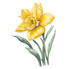 Fototapeta na wymiar watercolor graphics spring flower daffodil