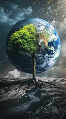 Fototapeta premium The globe, the extinction of species and the occurrence of natural disasters.