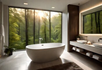 bathroom interior with bathtub and shower