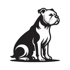 Bull dog in sitting position, silhouettes of bull dogs, assets for designers