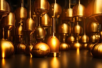 odium with golden light lamps background. christmas, candle, decoration, light, holiday, lights, 