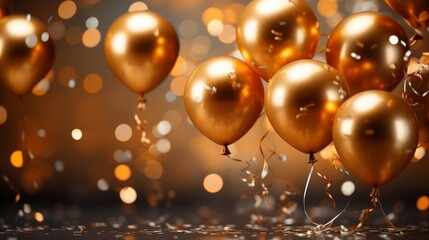 Party Background with lights, confetti, balloons and serpentine