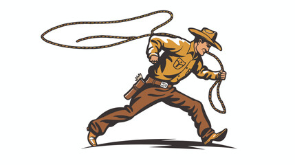 Cowboy lassoing scene cartoon vector illustration