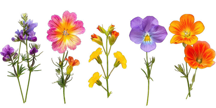 Spring flowers isolated on transparent or white background generative 
