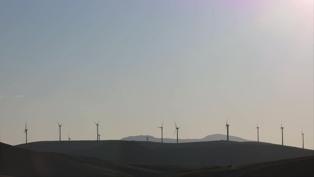 Goriano Sicoli, Italy Wind turbines spinning on top of the mountains
