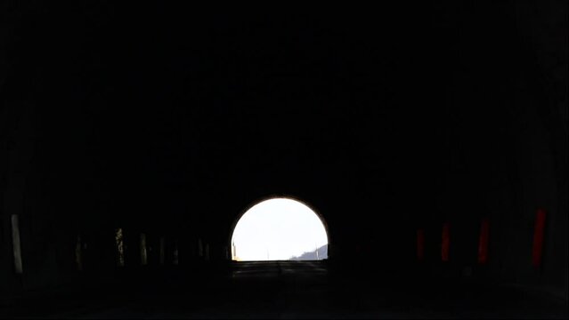 Goriano Sicoli The 285-meter-long Olmo di  Bobbi automotive tunnel on the SP 60 road or Via Provinciale up in the mountains.