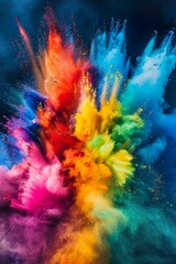 bunte Farbexplosion vor dunklem Hintergrund