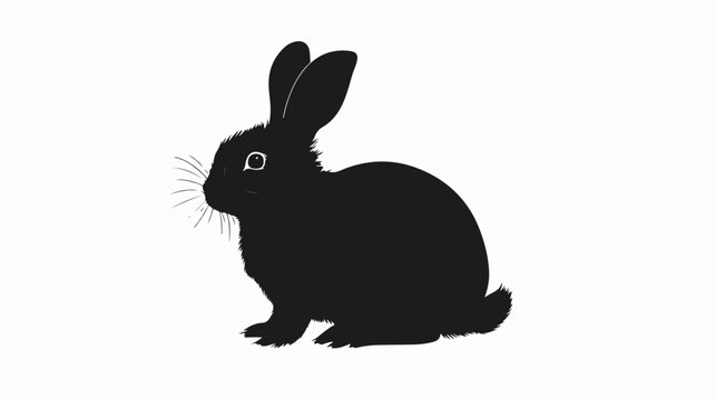 Cute and little rabbit silhouette cartoon flat vector