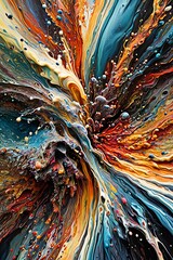 Vibrant Explosion of Colors in Abstract Acrylic Paint Artwork