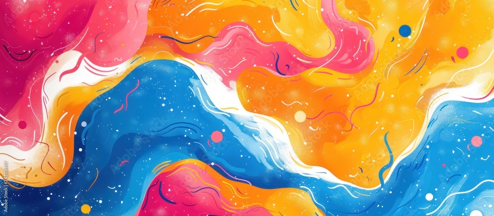 Poster an abstract painting featuring a colorful and vibrant pattern, with bright hues creating a visually 