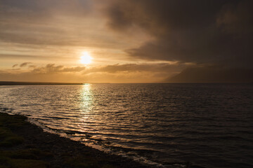 Traveling and exploring Iceland landscapes and famous places. Autumn tourism by Atlantic Ocean and mountains. Outdoor views on beautiful cliffs and travel destinations.