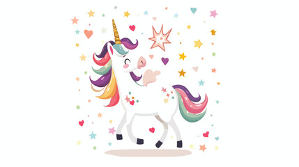 Cute unicorn fantasy with stars and hearts decoration