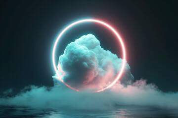 Naklejka na ściany i meble Neon Genesis: Ethereal Cloud Encircled by Luminous Ring