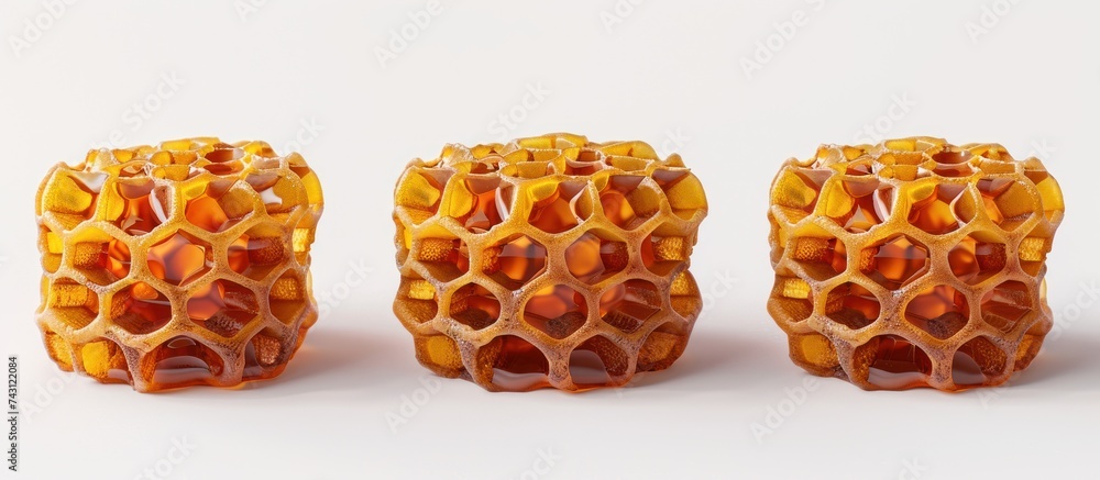 Poster three vases of varying shapes and sizes are placed side by side in a neat row. the vases are empty a
