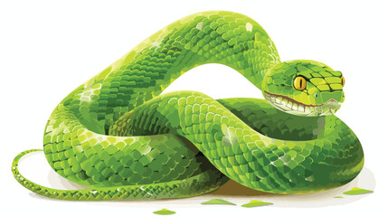 Green snake animal wild cartoon flat vector illustration