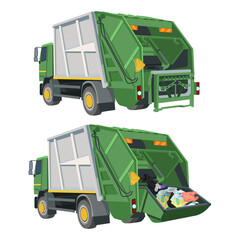 Garbage collection vehicle full of garbage and clean.