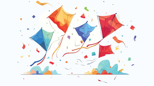Kite wing festival fun isolated vector illustration