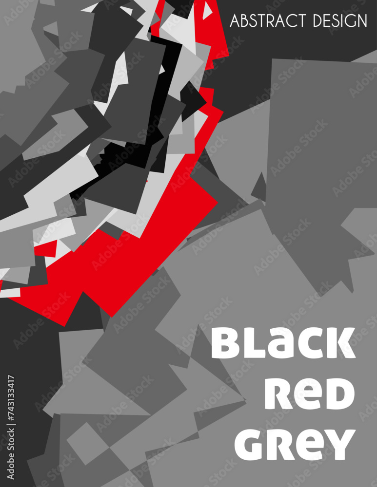 Poster black, red and grey geometric abstraction. vector graphics