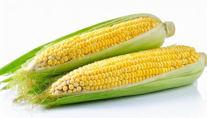 sweet corn ears isolated on white background