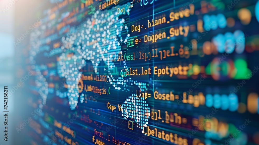 Poster enter cybersecurity art merging hacker alerts, digital risks, safeguarding data, and tech networks.
