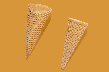 ice cream cone isolated on yellow background
