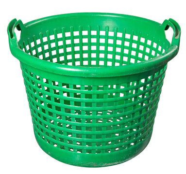 Plastic round basket on isolated background.