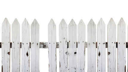 Fototapeta premium White picket fence isolated on white, home and property concept.