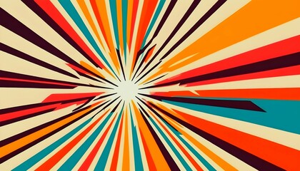 Blast zap lightning bolt explosion excitement abstract background, Posters, Banner, Retro Colors from1970s 1900s, 70s, 80s, 90s. retro vintage 70s style stripes background poster lines generative ai