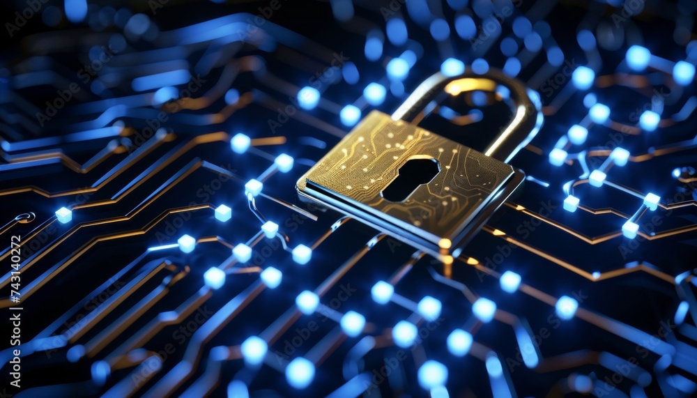 Poster explore cybersecurity art merging hacker alerts, digital risks, and data protection in a tech world.