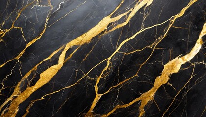 a luxury black smooth marble abstract background with golden inserts and realistic texture stone surface suitable for a book cover poster or realistic business and design artwork