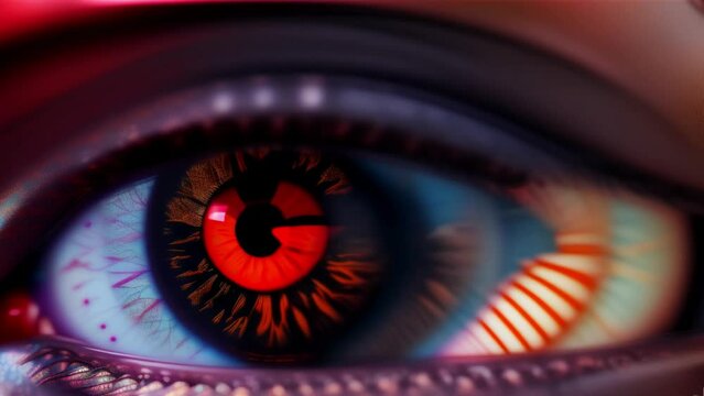 Futuristic video showcasing a cyborg eye with AI integration. Ideal for sci-fi films, tech presentations, or illustrating advanced robotic technology