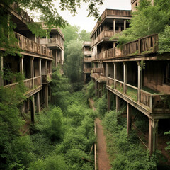 old houses in the forest