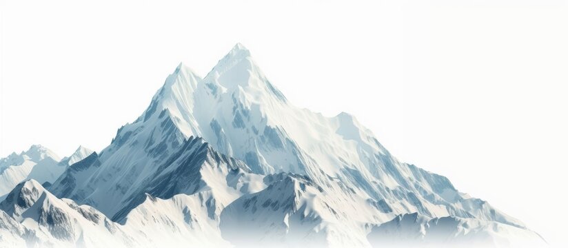 Serene snowy mountain landscape illustration, tranquility and nature concept.